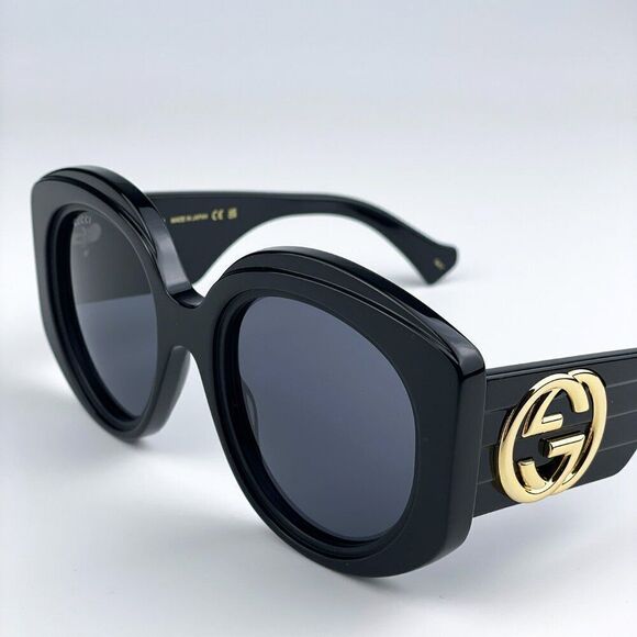 SALE! NEW Gucci GG1308S 001 Black Grey Round Women Sunglasses main image 12